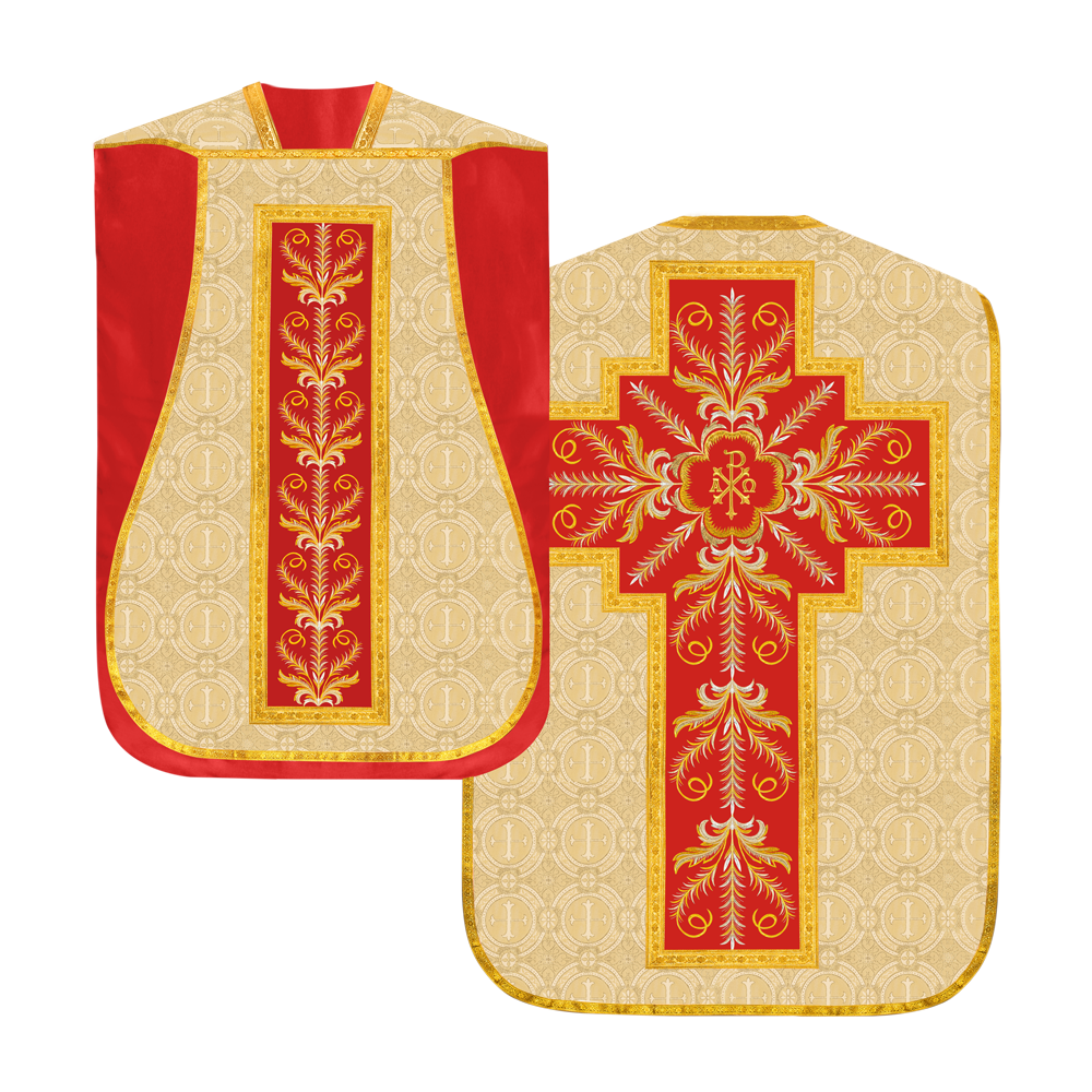 Set of Four Roman Chasuble with liturgical motifs