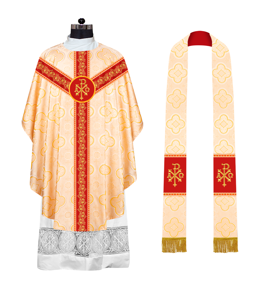 EMBROIDERED GOTHIC CHASUBLE ADORNED WITH GRAPES DESIGN