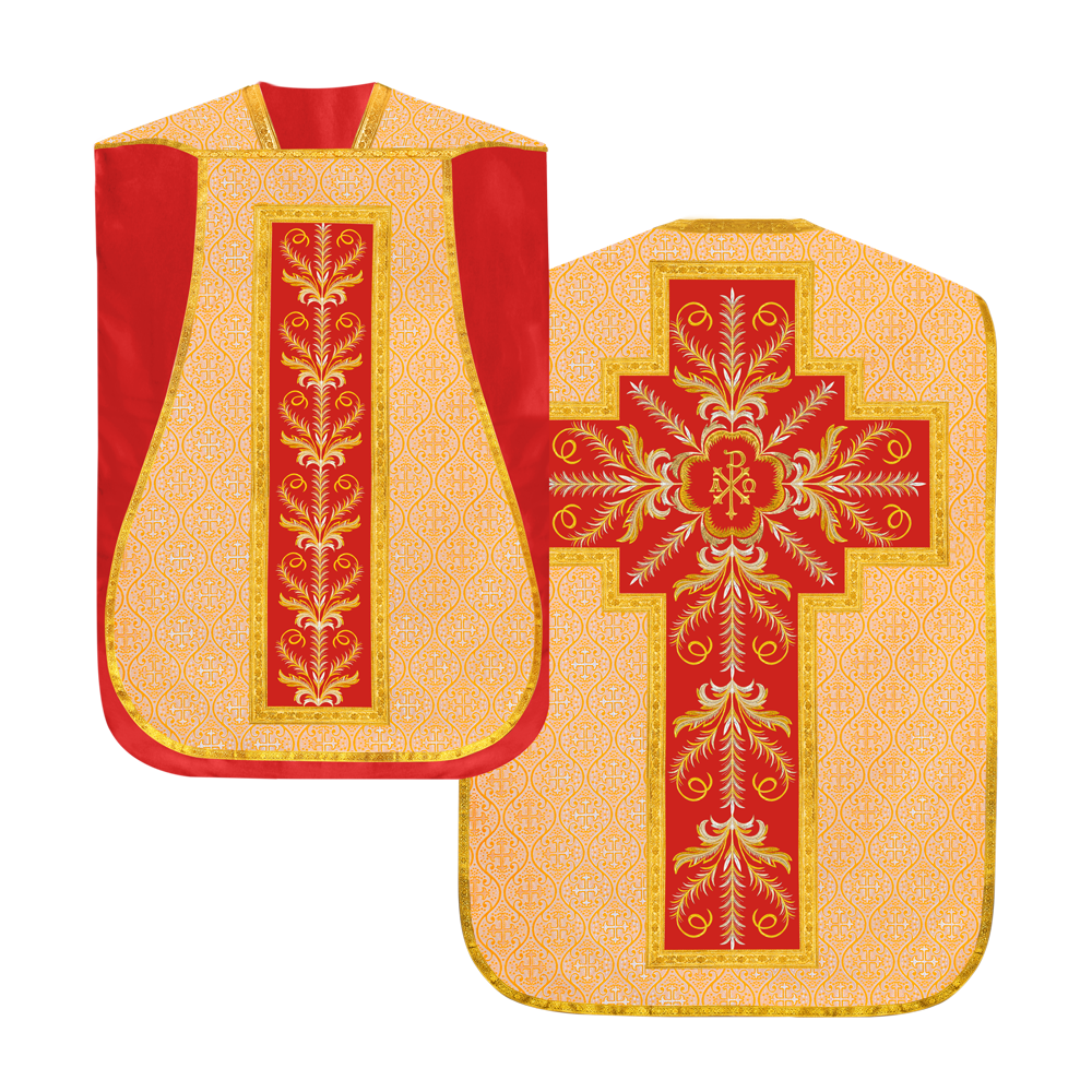 Set of Four Roman Chasuble with liturgical motifs