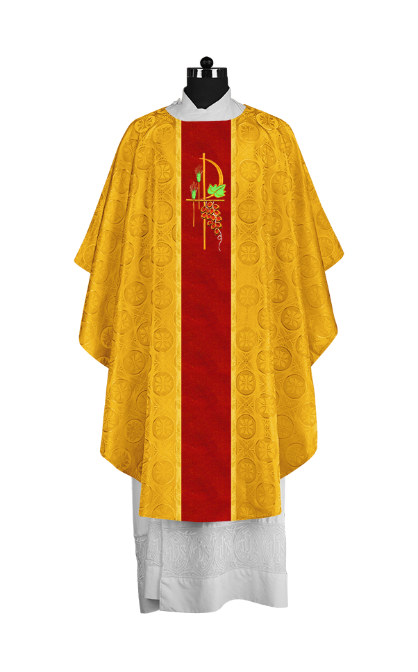 Gothic Chasuble with Elegant Embroidered Liturgical Motif