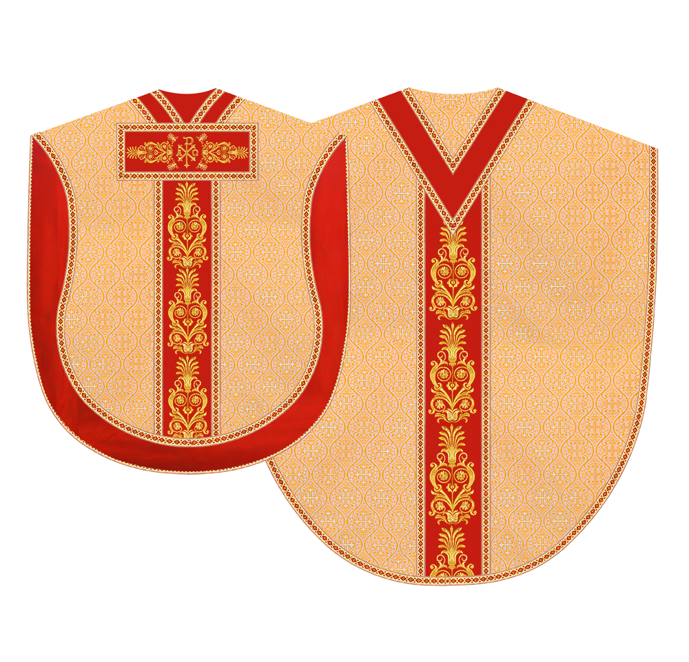 BORROMEAN CHASUBLE VESTMENT WITH DETAILED BRAIDS AND TRIMS