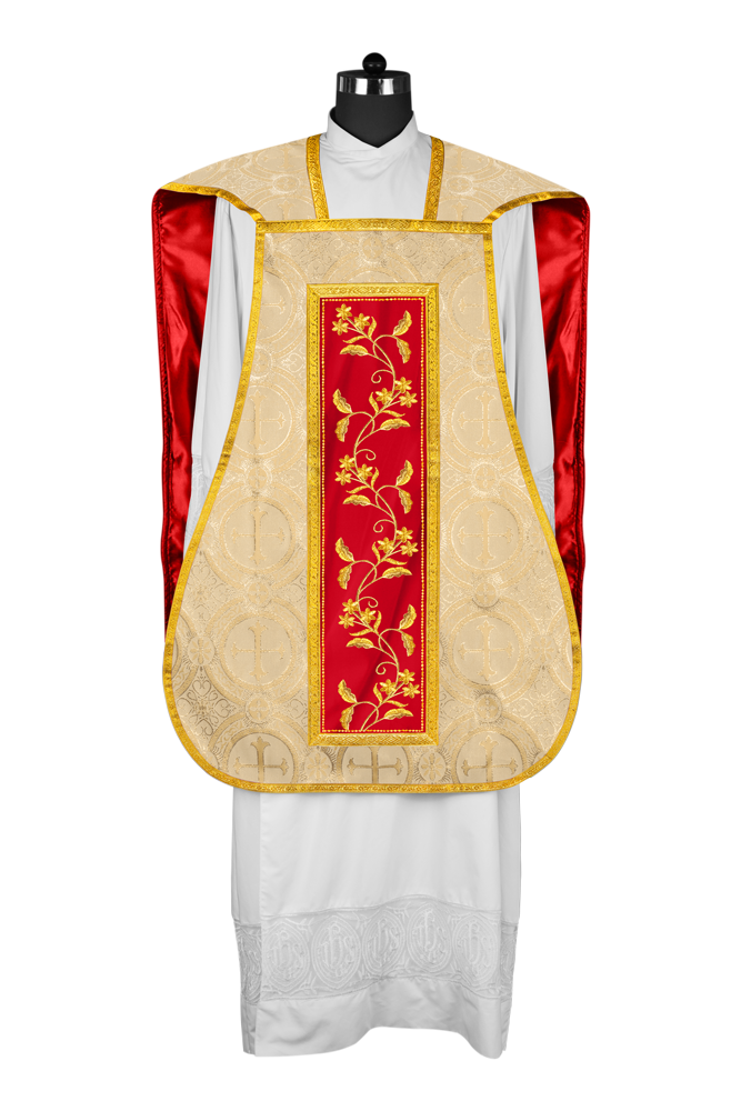 Elegant Roman chasuble vestment - Floral collection