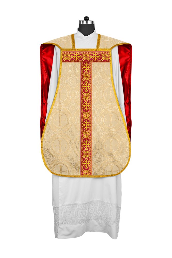 Fiddleback Vestment with Motif and Woven Braided Trims