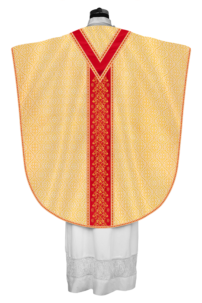 BORROMEAN CHASUBLE VESTMENT WITH BRAIDED ORPHREY AND TRIMS