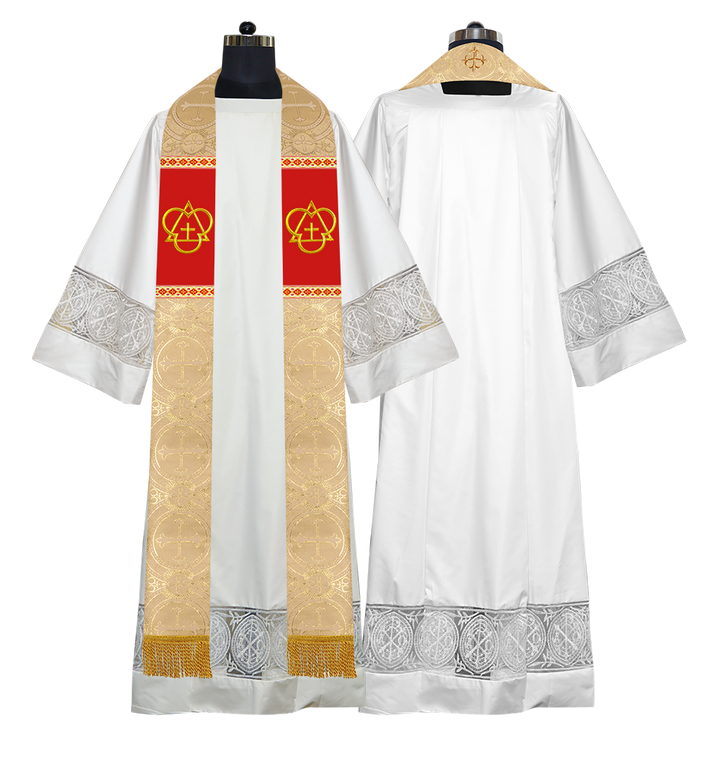 Clerical Stole with Embroidered Trinity Motif