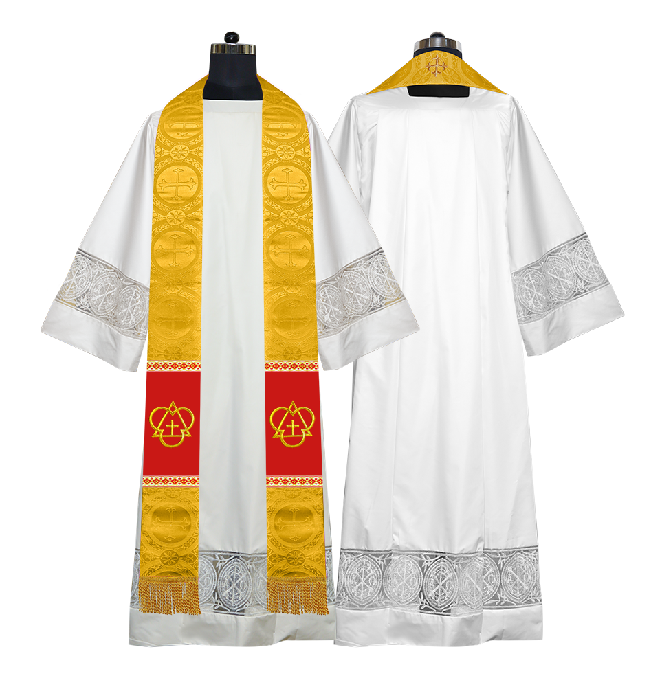 Clerical Stole with Embroidered Trinity Motif