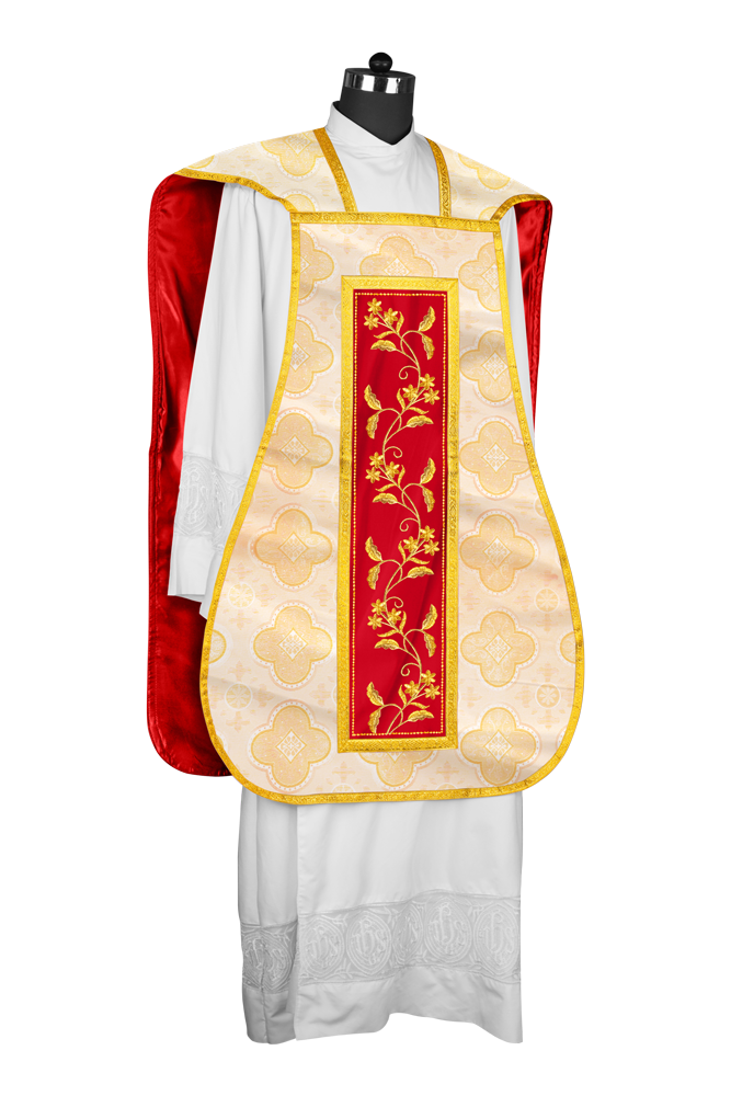 Elegant Roman chasuble vestment - Floral collection