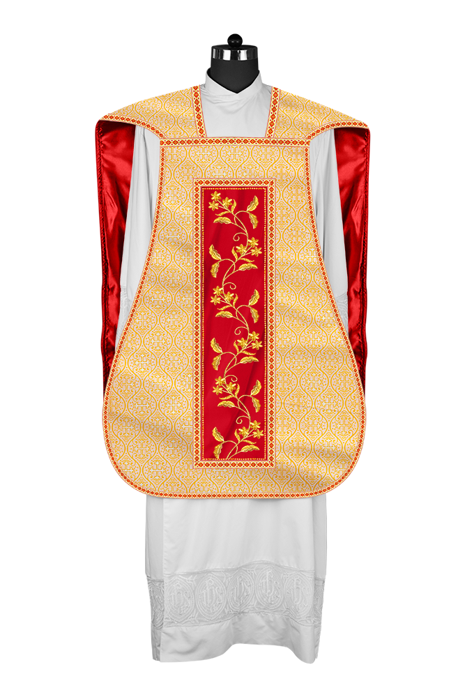Roman Chasuble vestment with Floral Design and Trims