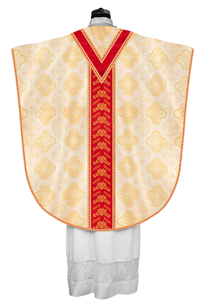 Borromean chasuble vestment adorned with colour braids and trims