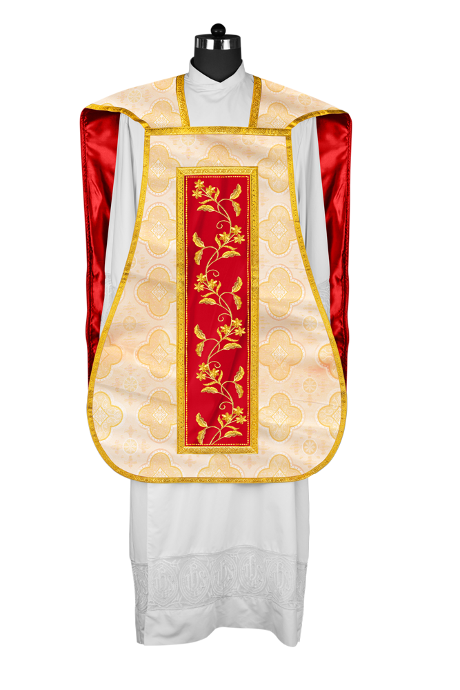 Elegant Roman chasuble vestment - Floral collection