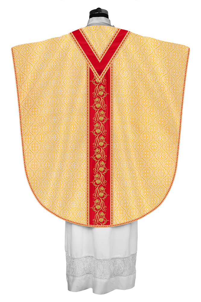 BORROMEAN CHASUBLE VESTMENT WITH GRAPES EMBROIDERY AND TRIMS