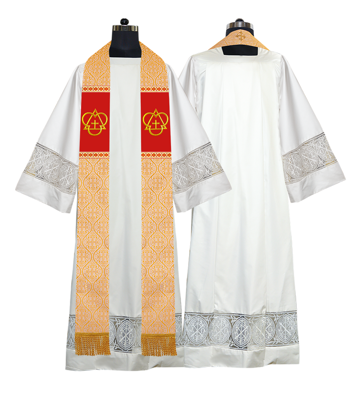 Clerical Stole with Embroidered Trinity Motif