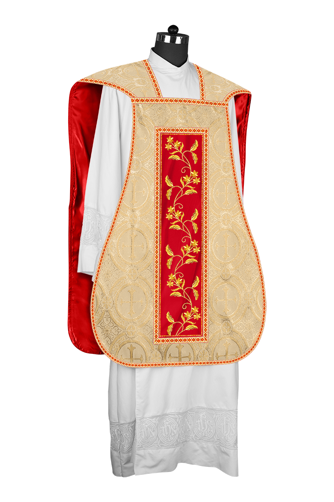 Roman Chasuble vestment with Floral Design and Trims
