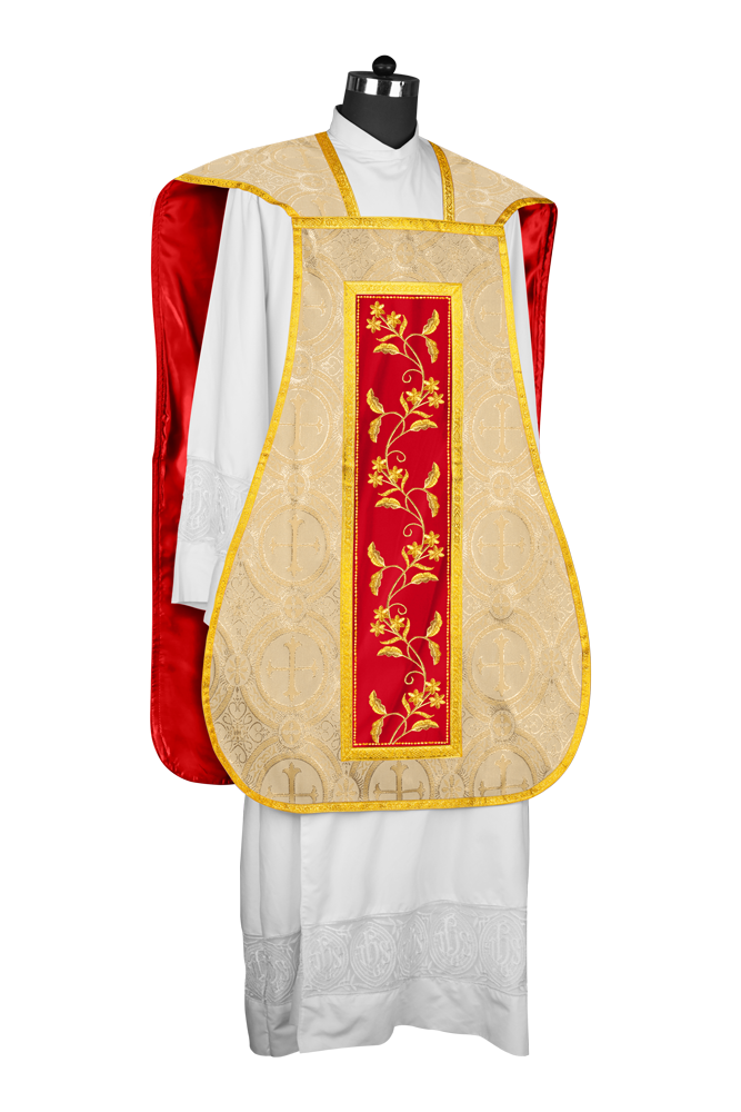 Elegant Roman chasuble vestment - Floral collection