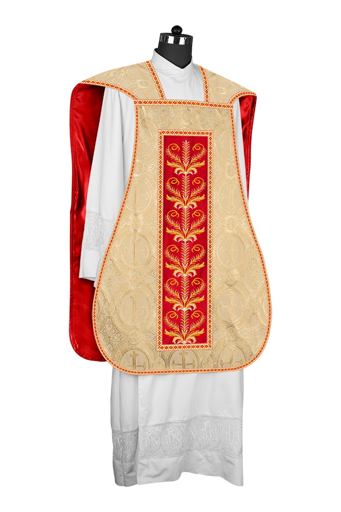 Roman Chasuble Vestment with Detailed Orphrey