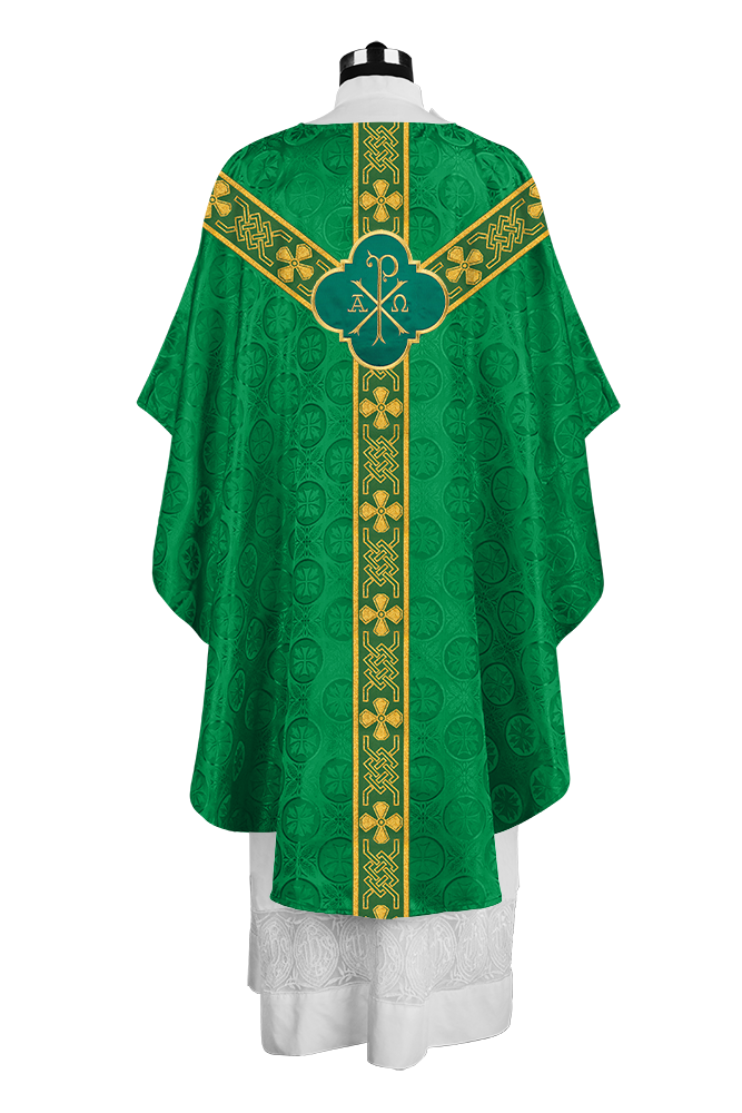 Pastor Chasuble with Embroidered Motif and Braided Orphrey