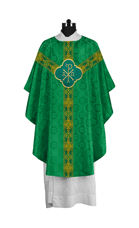 Gothic Liturgical Chasuble with Woven Braids and Spiritual Motif