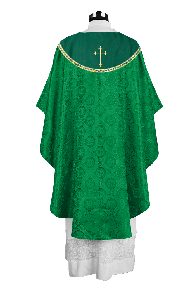 Gothic Chasuble Vestment with Elegant Cross Embroidery