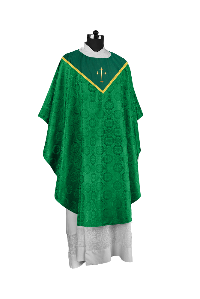 Gothic Chasuble Vestment with Elegant Cross Embroidery