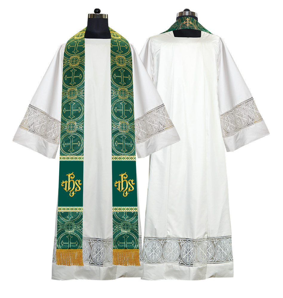 Minister Stole with Embroidered Liturgical Motif