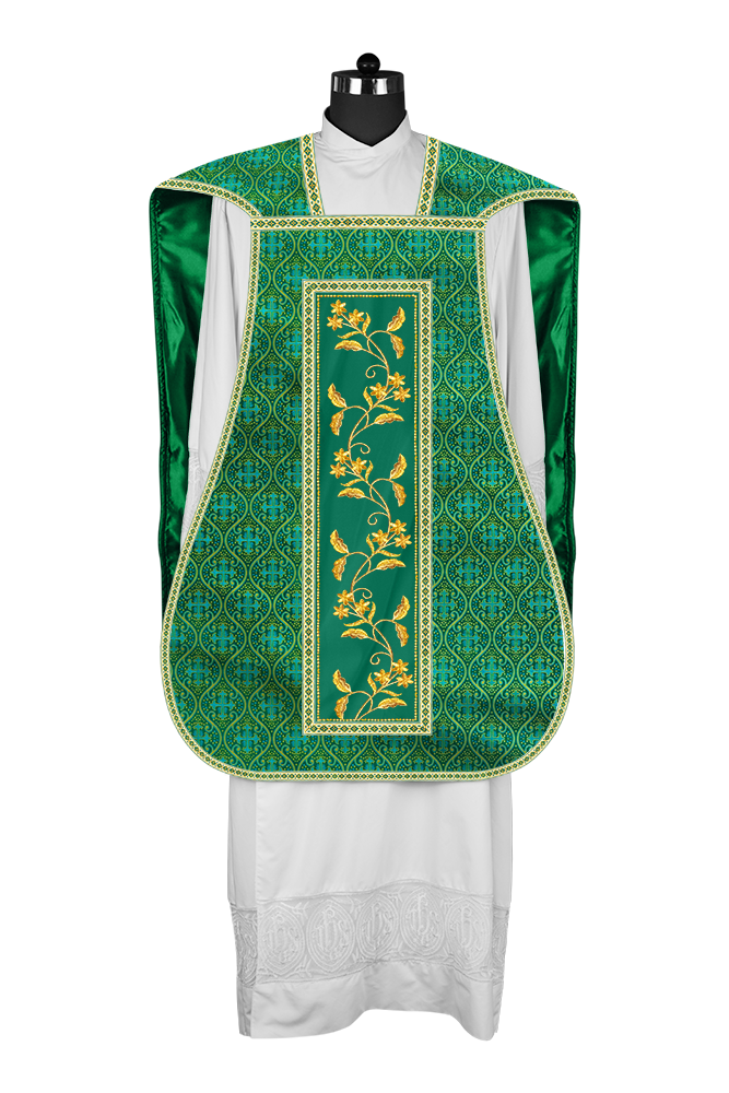 Roman Chasuble vestment with Floral Design and Trims