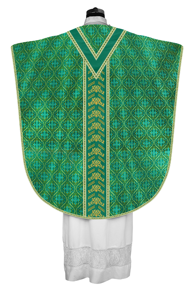 Borromean chasuble vestment adorned with colour braids and trims
