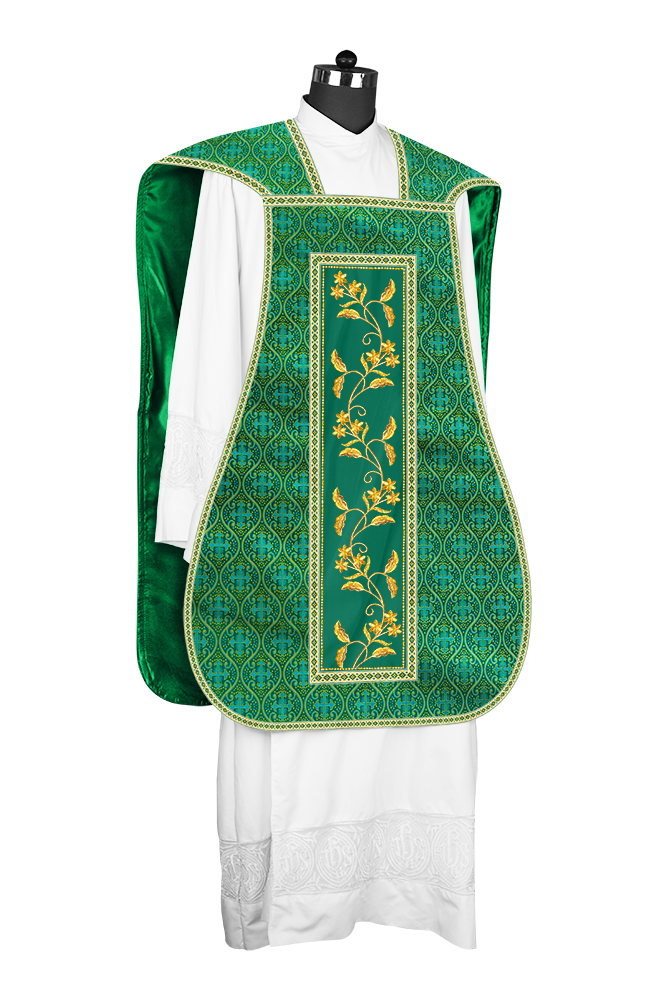 Roman Chasuble vestment with Floral Design and Trims