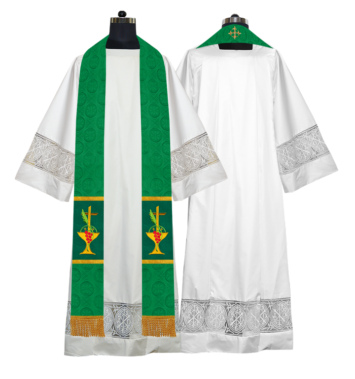 Elegant Clergy Stole with Grapes Embroidery