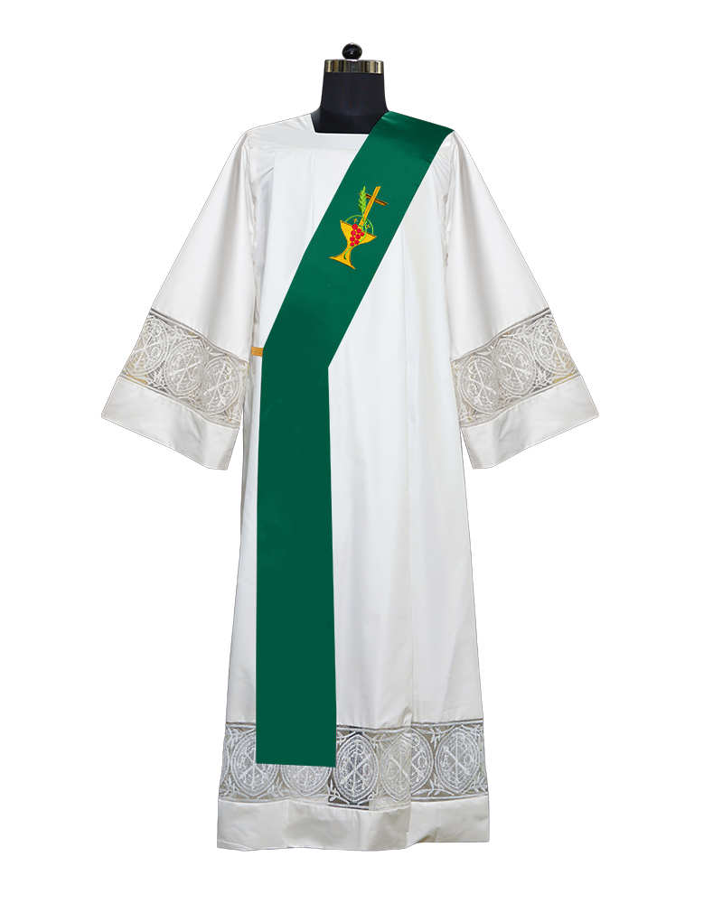 Communion motif embroidered deacon stole