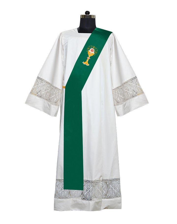 Chalice with IHS embroidered deacon stole