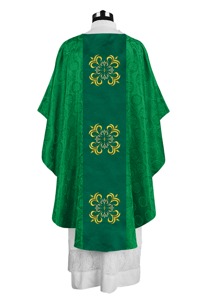 Embroidered Gothic Chasuble for Clergy with Liturgical Orphrey Design