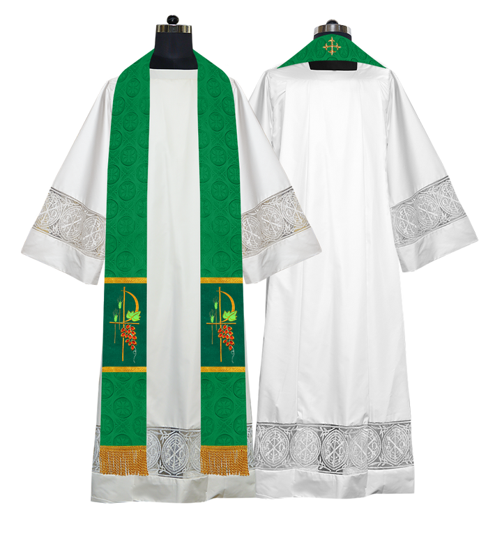 Elegant Clergy Stole with Grapes Embroidery