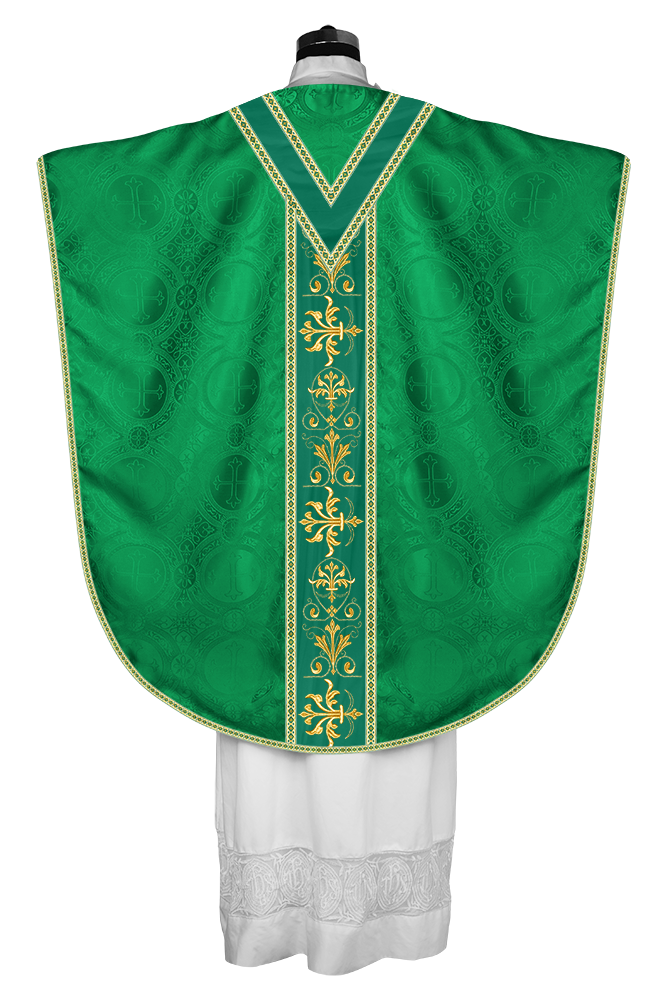 Borromean chasuble vestment with spiritual motifs and trims