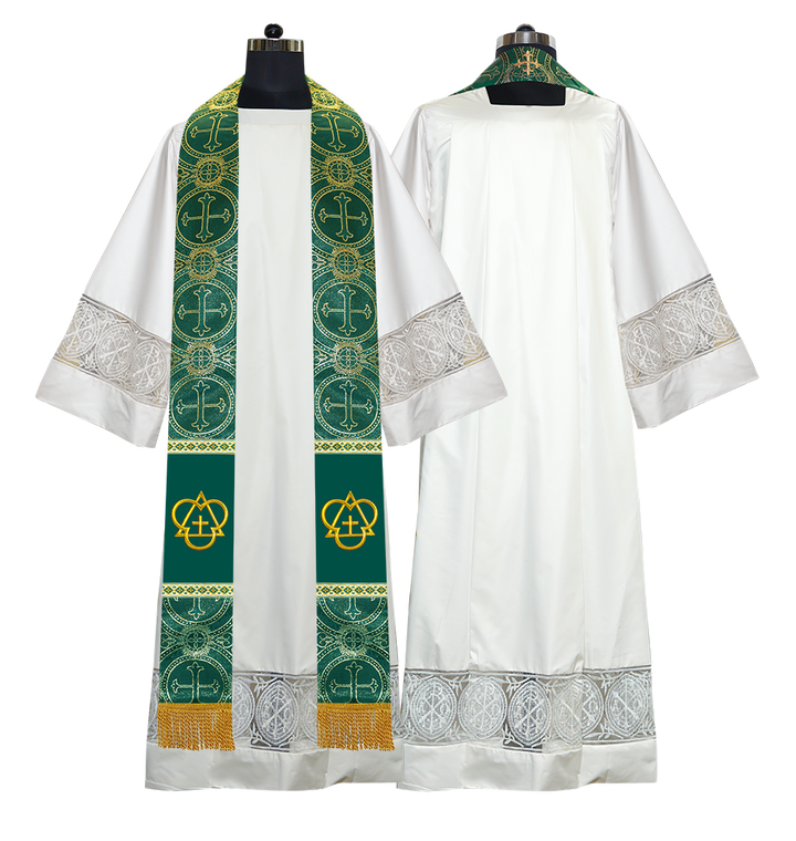 Clerical Stole with Embroidered Trinity Motif