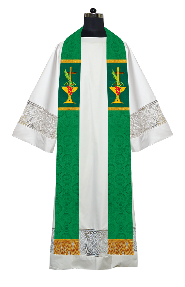 Elegant Clergy Stole with Grapes Embroidery