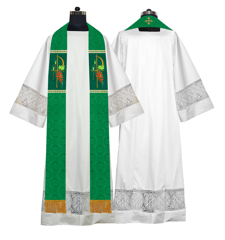 Clergy Stole with Ornate Embroidered Liturgical Motif