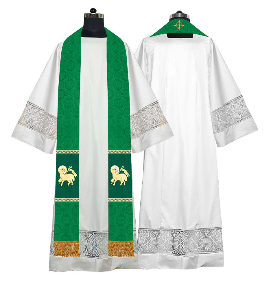 Liturgical Stole Adorned with Spiritual Motif and Trims