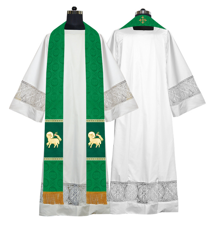 Liturgical Stole Adorned with Spiritual Motif and Trims