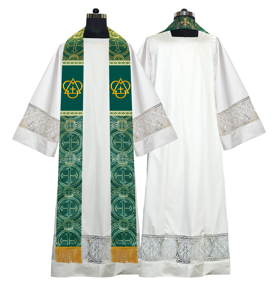 Clerical Stole with Embroidered Trinity Motif