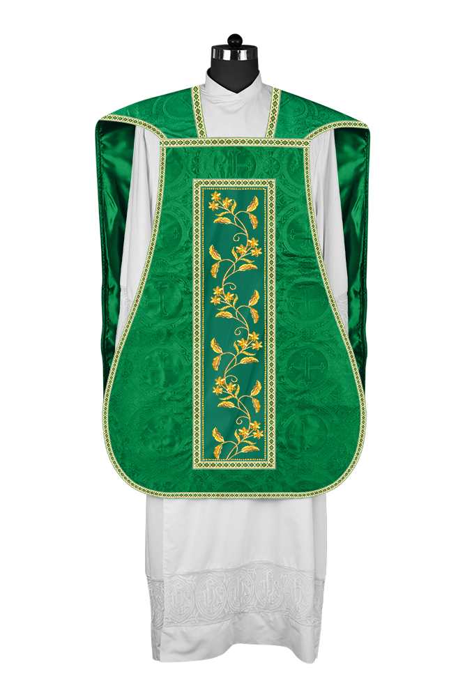 Roman Chasuble vestment with Floral Design and Trims
