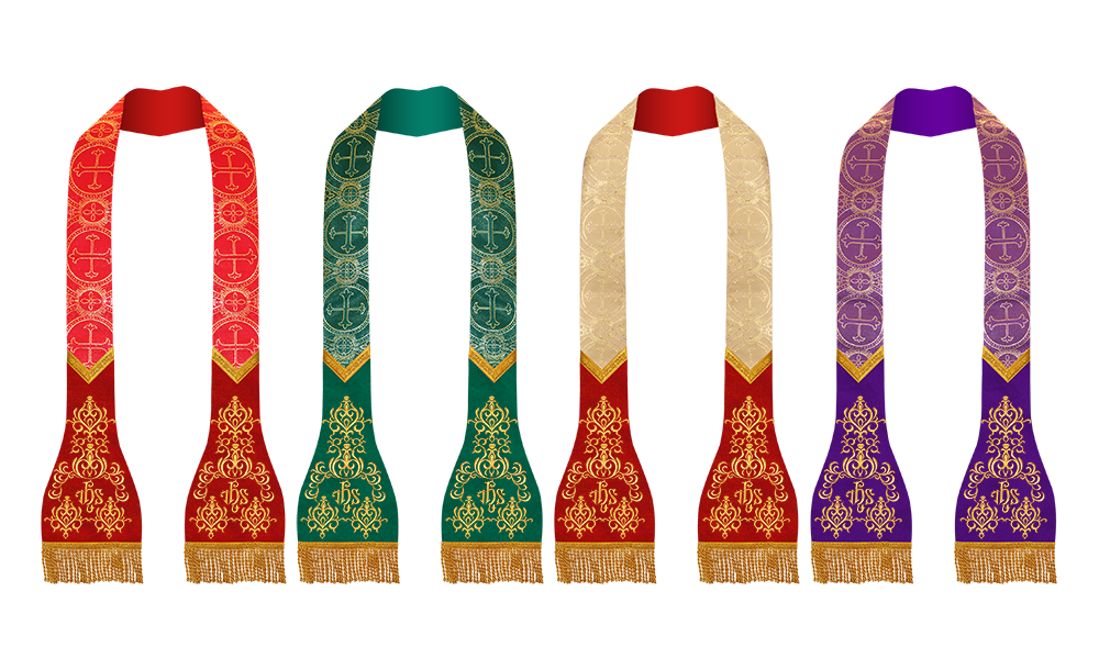 SET OF 4 ROMAN STOLE WITH ADORNED MOTIF