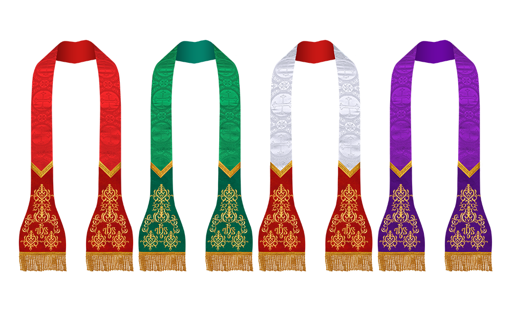 SET OF 4 ROMAN STOLE WITH ADORNED MOTIF