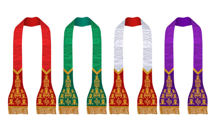 SET OF 4 ROMAN STOLE WITH EMBROIDERED MOTIF