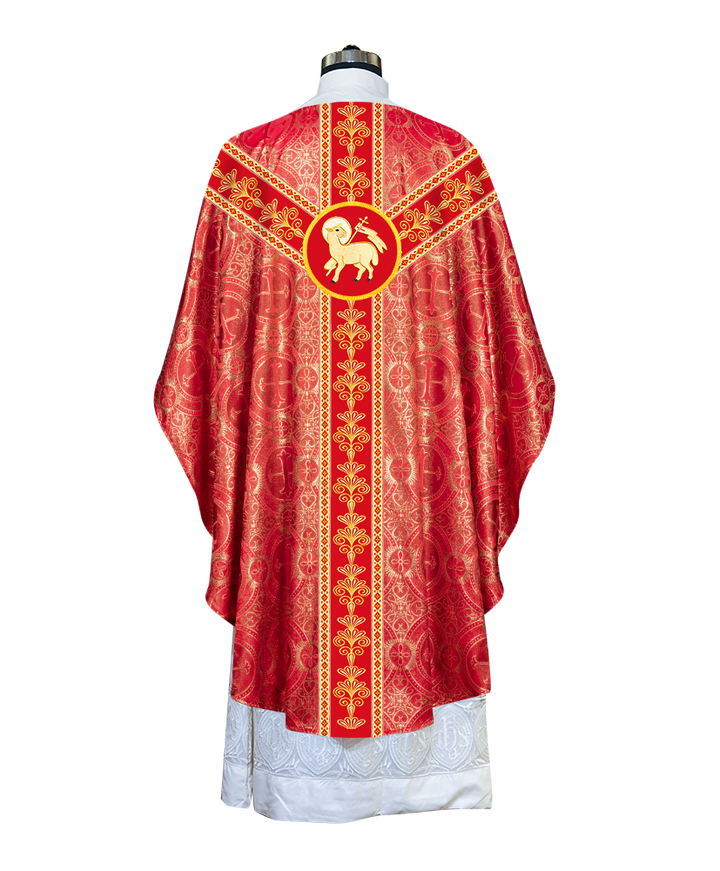 GOTHIC CHASUBLE VESTMENTS WITH LITURGICAL MOTIFS AND TRIMS