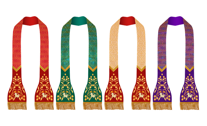 SET OF 4 ROMAN STOLE WITH FLORAL DESIGN