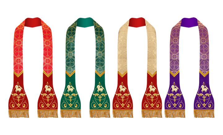 SET OF 4 LITURGICAL STOLE WITH EMBROIDERED MOTIF
