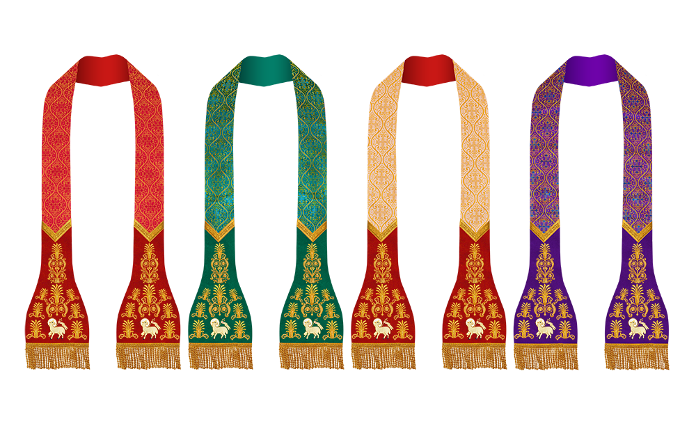 SET OF 4 ROMAN STOLE WITH EMBROIDERED MOTIF