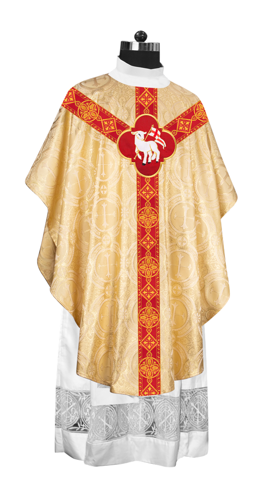 Liturgical Gothic Chasuble Vestment with Y Type Braided Orphrey