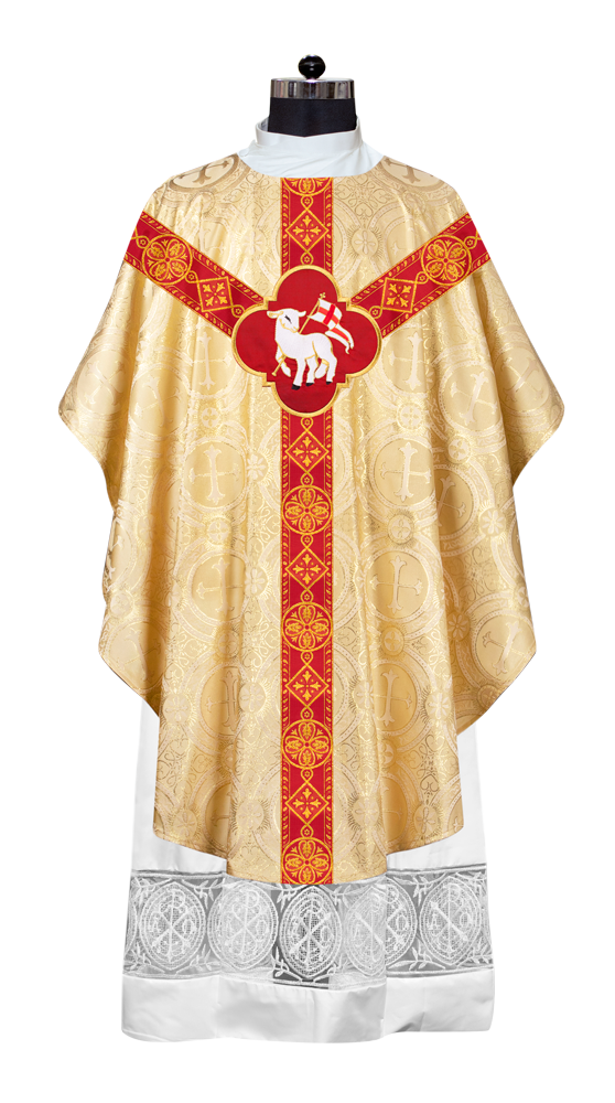 Liturgical Gothic Chasuble Vestment with Y Type Braided Orphrey