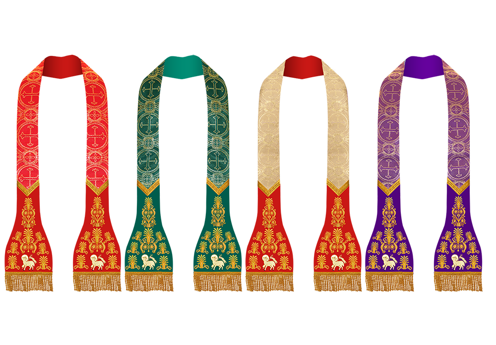 SET OF 4 ROMAN STOLE WITH EMBROIDERED MOTIF